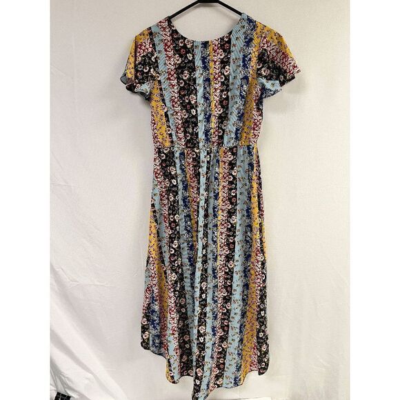 by&by Girls Flutter Sleeves Hi Low Dress Multicolored Floral 14 - Picture 2 of 4